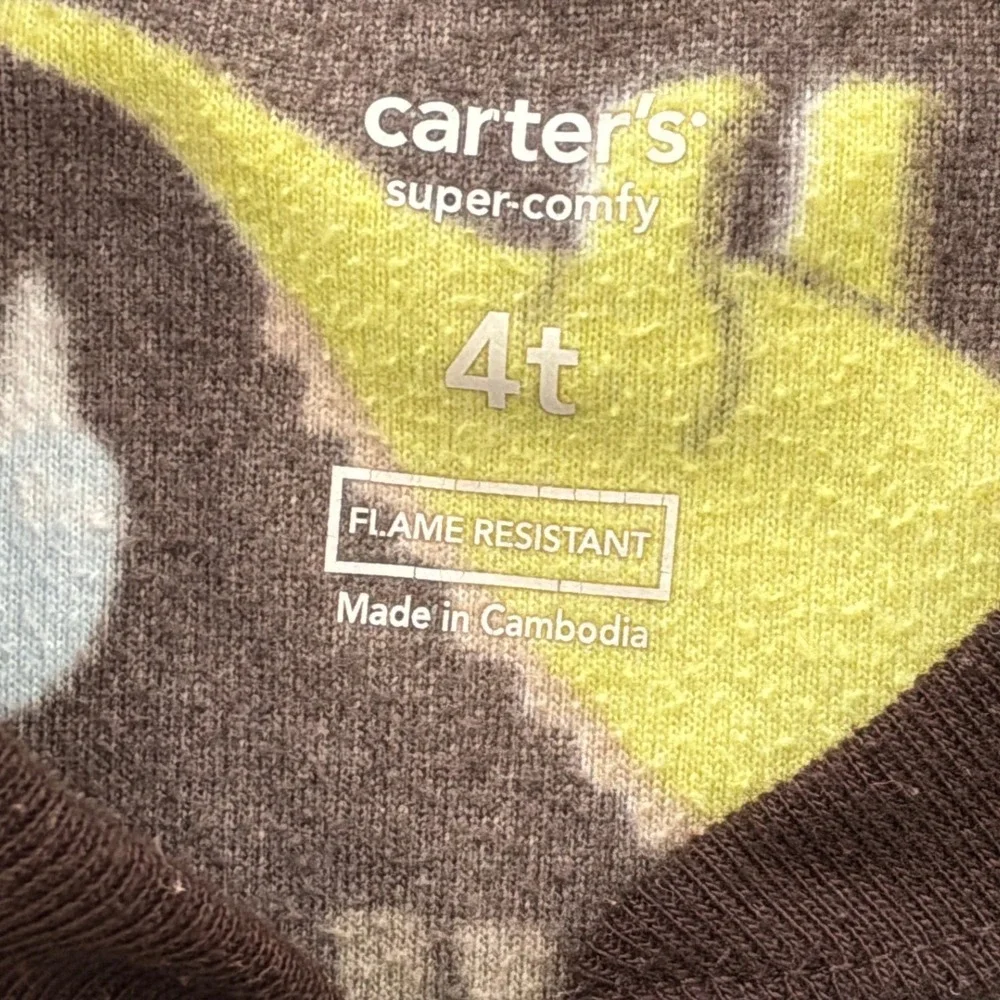 Carters Boys 4T Dinosaur‎ Fleece Footed Pajamas Brown Blue Green Zip Sleeper